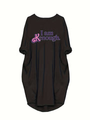  Casual Dress Women's Plus Letter Print Long Sleeve