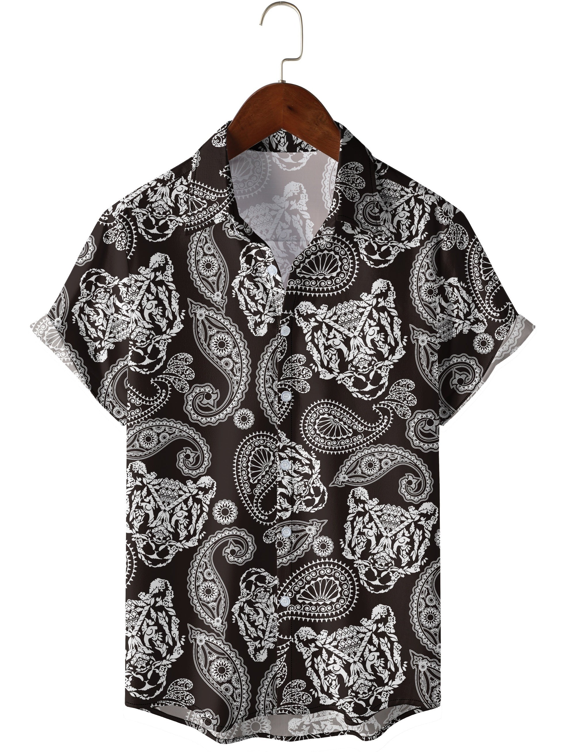 Men's Paisley Print Bowling Shirt Camp Collar Short Sleeves Hawaiian Shirt