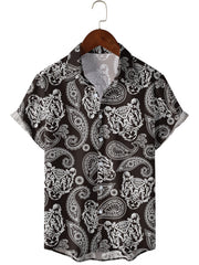 Men's Paisley Print Bowling Shirt Camp Collar Short Sleeves Hawaiian Shirt