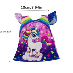 Rainbow Unicorn Dress Fits 25-30 Dolls Birthday Gift