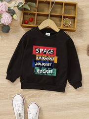 Boys Letter Print Crew Neck Sweatshirt Long Sleeve Top