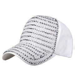 Rhinestone Pearl Baseball Cap Sun Hat Women
