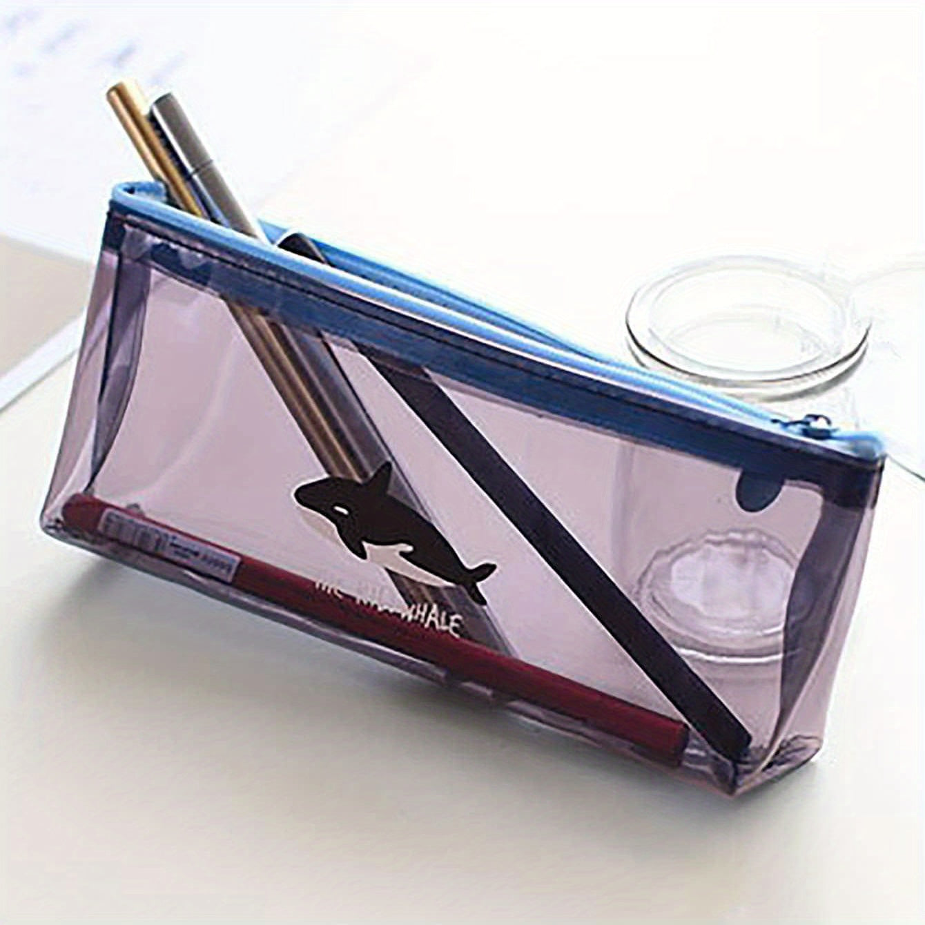 Whale PVC Pencil Case for School, Office, Home