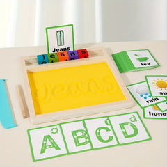 Colorful Wooden Alphabet Sand Art Tray Educational Game
