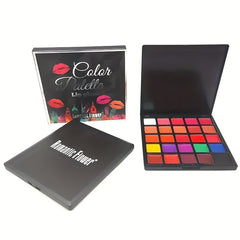 25-Color Professional Lipstick Palette with Shimmer Matte and Finishes