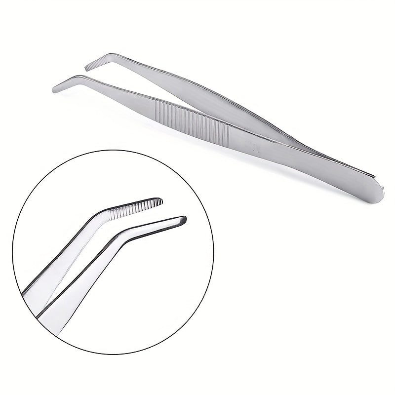 2pcs Stainless Steel Elbow Tweezers for Jewelry Repair