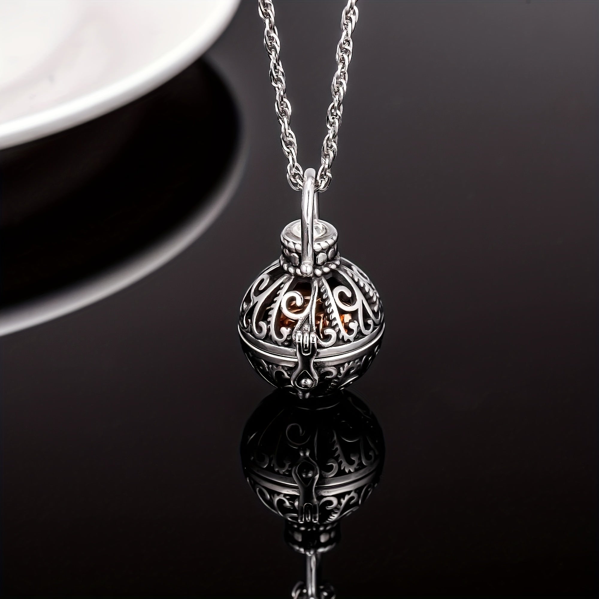 Memorial Flower Necklace with Small Urn Vintage Hollow with Filler Kit