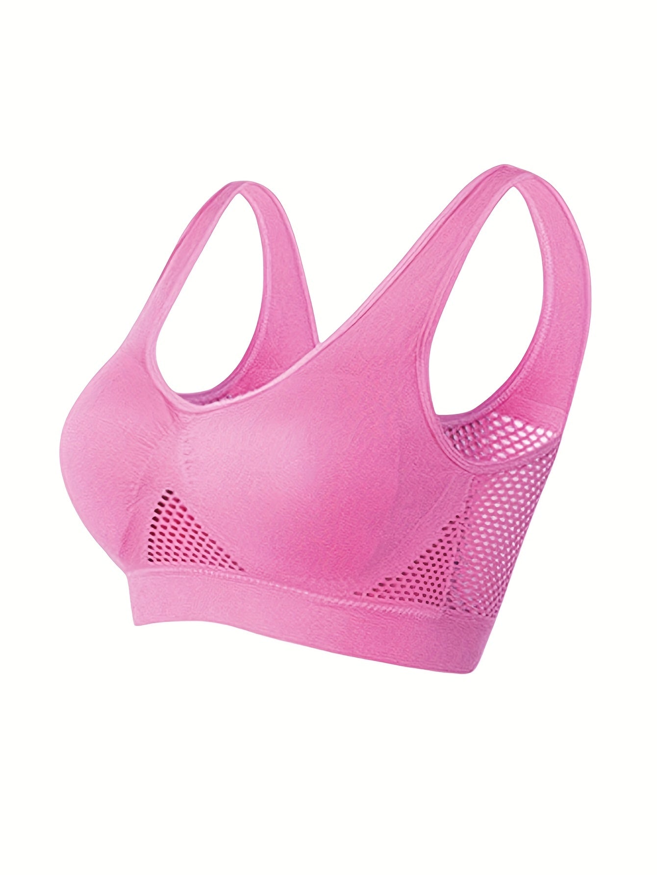  Sports Bra Women's Plus Solid Hollow Out Breathable Mesh Tank Bra