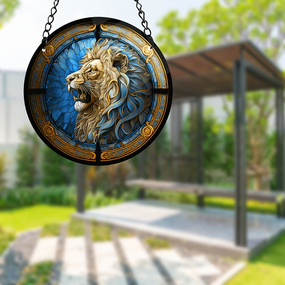 Roaring Lion Round Window Sun Catcher Acrylic Ornament