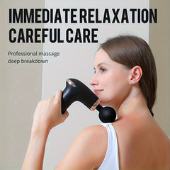 Mini Massage Gun Portable Handheld Muscle Massager with 4 Heads