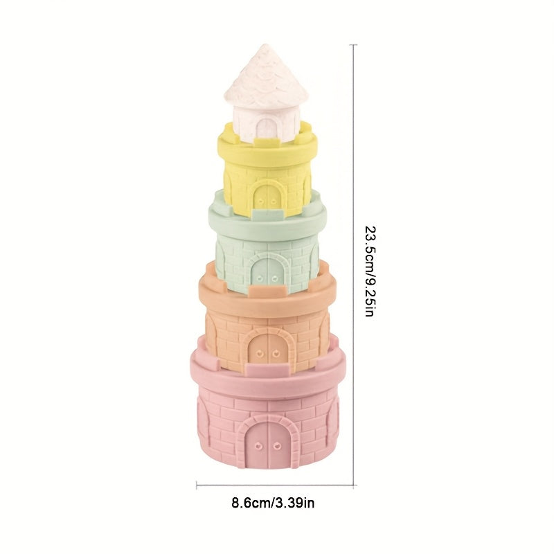 Colorful Castle Stacking Cup Toy Safe PVC Material