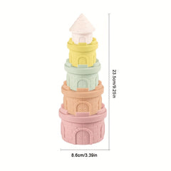 Colorful Castle Stacking Cup Toy Safe PVC Material