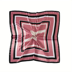 Plaid Satin Square Scarf Classic Shawl Printed Hijab Silk Bandana