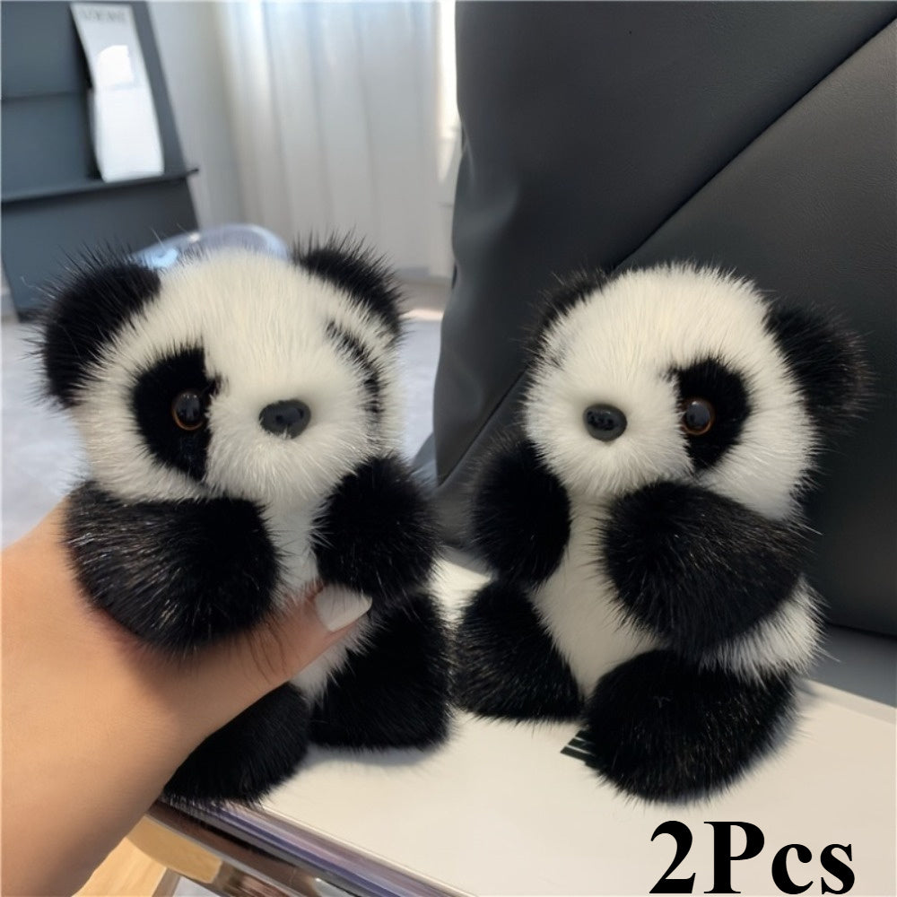 2pcs Soft Panda Plush Keychains Fans Collectible Gift