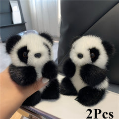 2pcs Soft Panda Plush Keychains Fans Collectible Gift