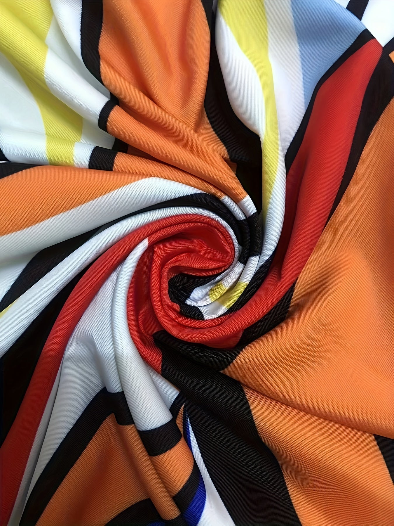  Colorblock Stripe Print Wide Leg Trousers