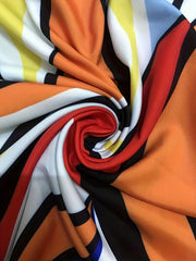  Colorblock Stripe Print Wide Leg Trousers