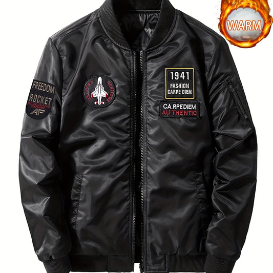 Men's Solid Embroidered Jacket - Windproof & Waterproof