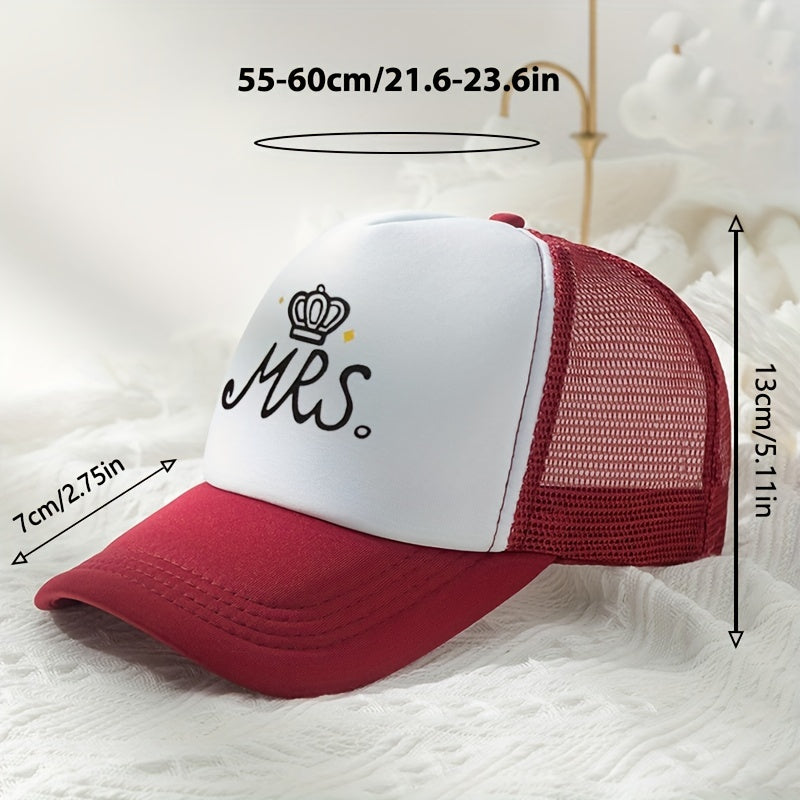 MRS Crown Baseball Cap Mesh Trucker Dad Hat Adjustable Sun Hat For Women