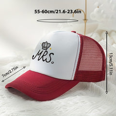 MRS Crown Baseball Cap Mesh Trucker Dad Hat Adjustable Sun Hat For Women