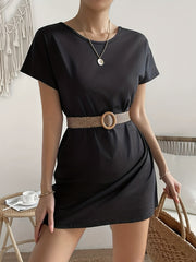 Lace Back Cut Out Dress Short Sleeve Casual Dress