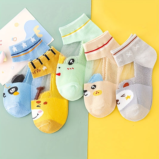 5 pairs Kids Ultra-thin Breathable Cartoon Bee Animal Socks