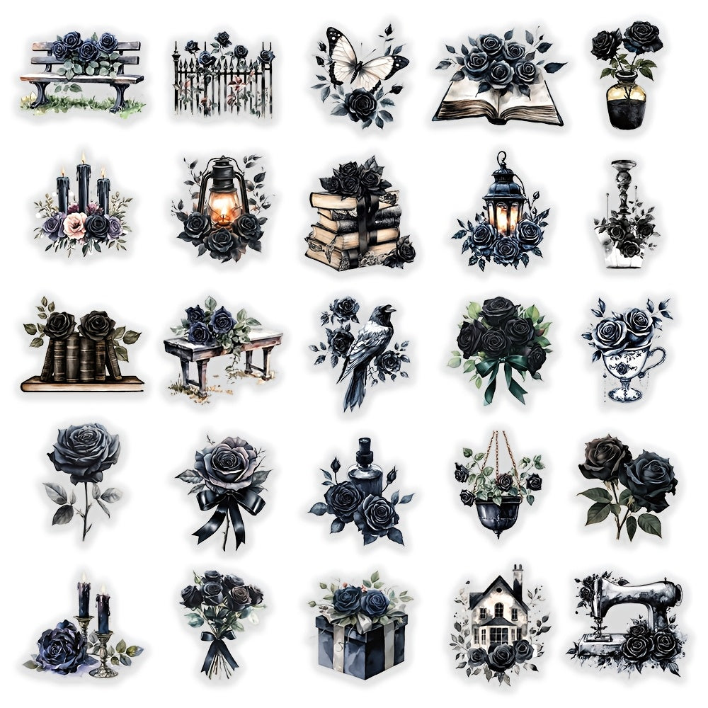 GOTHIC Dark Castle Rose Transfer Paper 50pcs for Journals Bottles DIY C