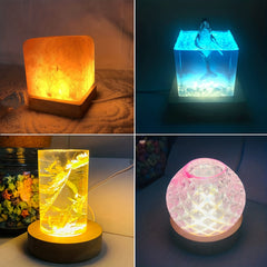8cm Square/Round Wooden LED Lighted Base for Resin Molds Display