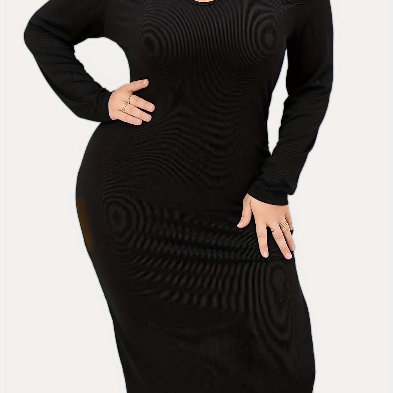  Cut Out Bodycon Midi Dress Knit Slim Fit