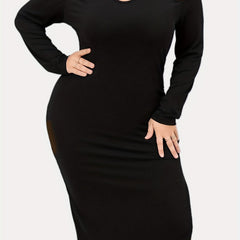  Cut Out Bodycon Midi Dress Knit Slim Fit