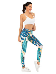 Sexy Jungle Print Leggings High Waist Slim Fit Elastic Bottoms