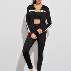 2pc Set Zip Up Hoodies & High Waist Side Striped Sweatpants