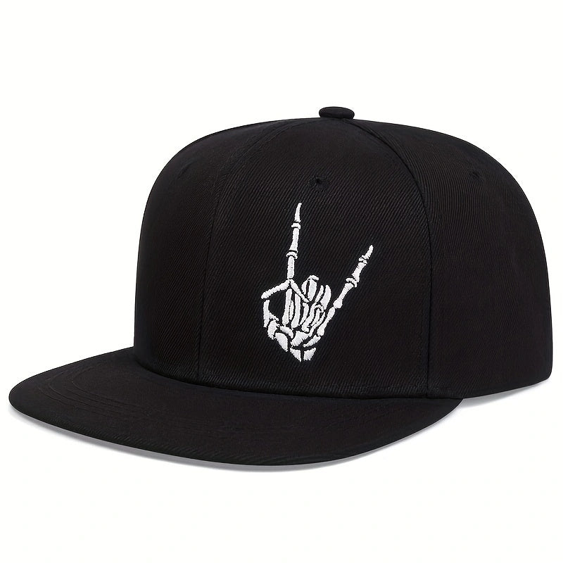 Skull Rose Print Snapback Hat Hip Hop Unisex Solid Couple Baseball Cap