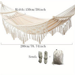 Tassel Swing Hammock for Camping with Wooden Sticks