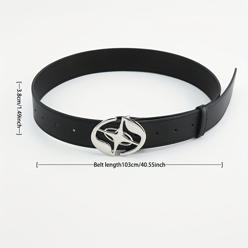 Oval Cross Metal Buckle Belt Casual Jeans Belt Unisex