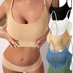 5pcs Ribbed Push Up Bras Comfy & Breathable Intimates Bra Women's Lingerie