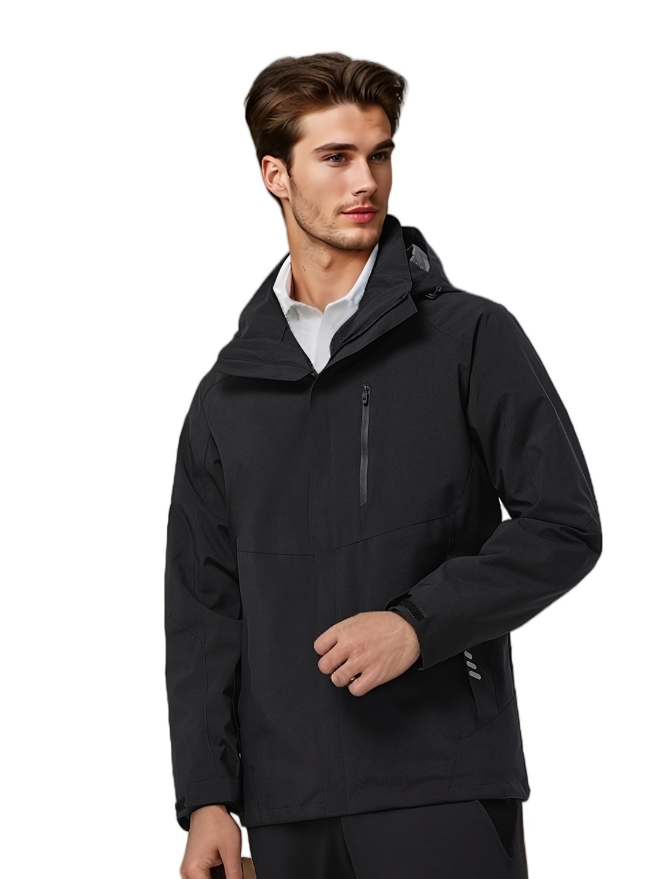 Men's Thermal 3-in-1 Jacket Windproof Stand Collar Zip Pockets