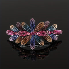 Vintage Flower & Rhinestone Hair Clip Barrette
