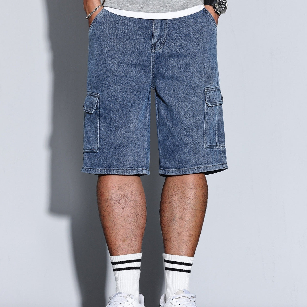 Men's Big Pockets Denim Shorts for Summer