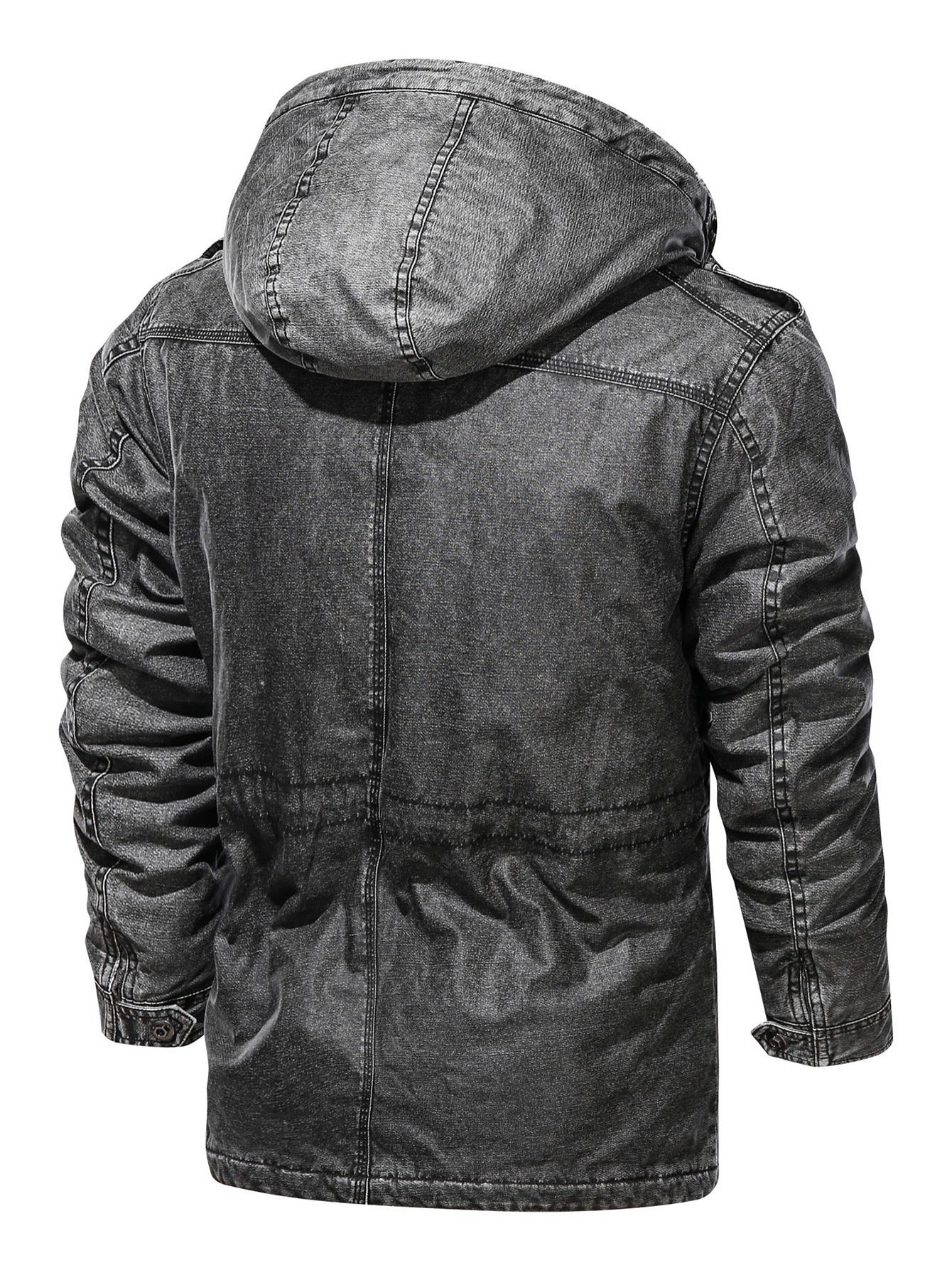 Men's Drawstring Waist PU Leather Jacket