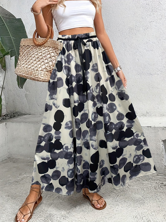 Polka Dot Print Elastic Waist Skirt Casual Skirt Spring Summer
