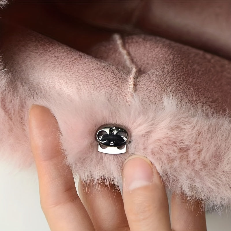 Bear Ears Plush Cloche Hats Faux Fur Warm Bucket Hat