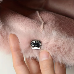 Bear Ears Plush Cloche Hats Faux Fur Warm Bucket Hat