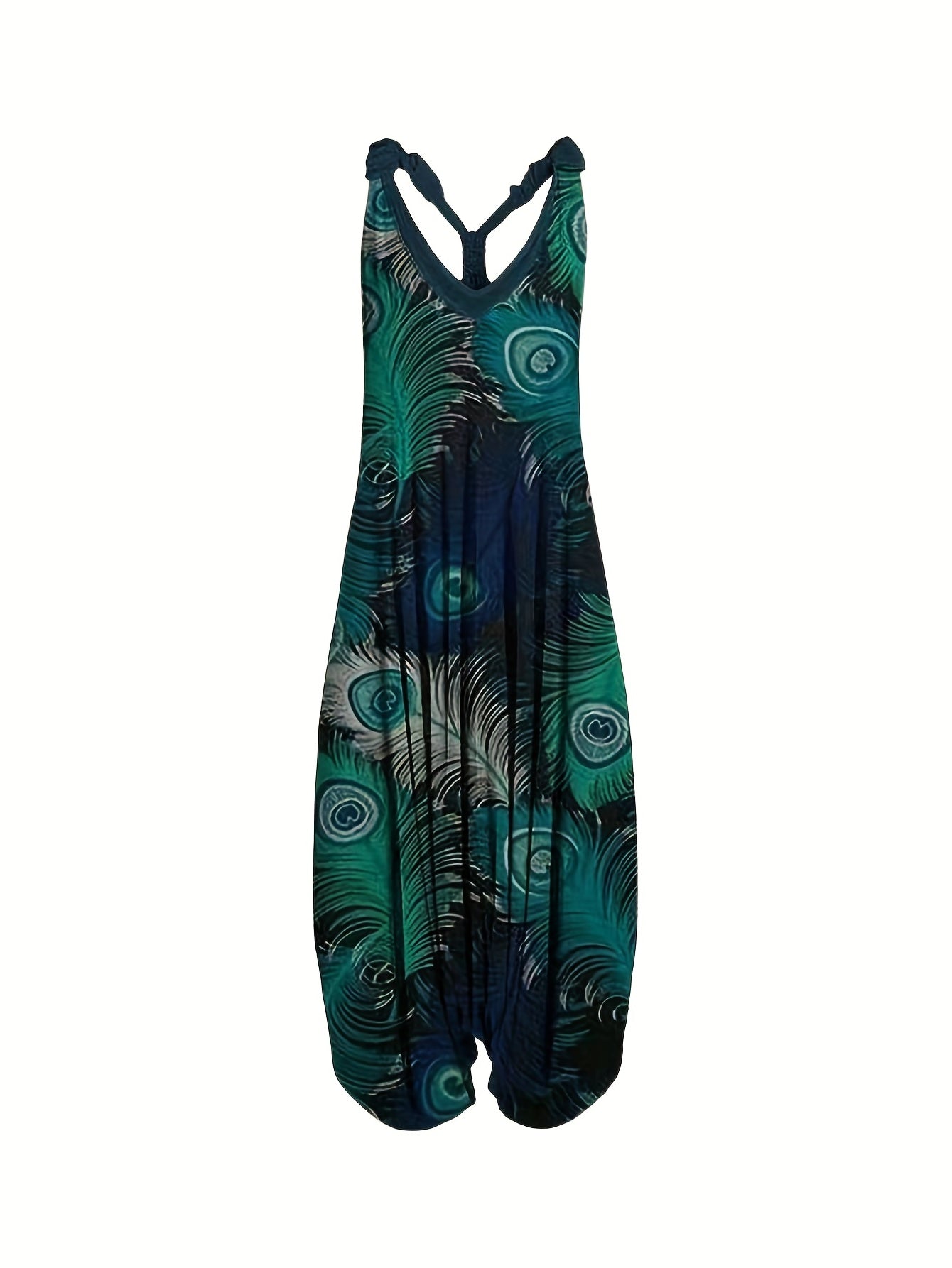 Floral Print Wide Leg Jumpsuit Sleeveless for Spring & Summer
