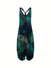Floral Print Wide Leg Jumpsuit Sleeveless for Spring & Summer