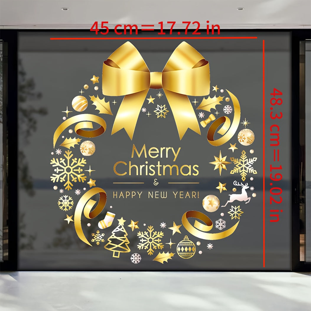 Christmas Wreath Window Stickers - Festive Holiday Decor for Glass Cabinets