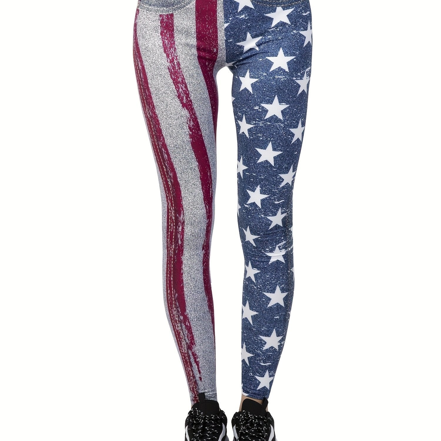 American Flag Print Leggings High Waist Slim Fit Women's Clothing
