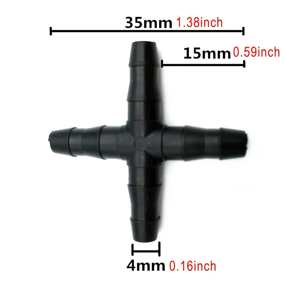 30pcs 1/4'' 4 Way Micro Hose Drip Irrigation Cross Joint Connectors