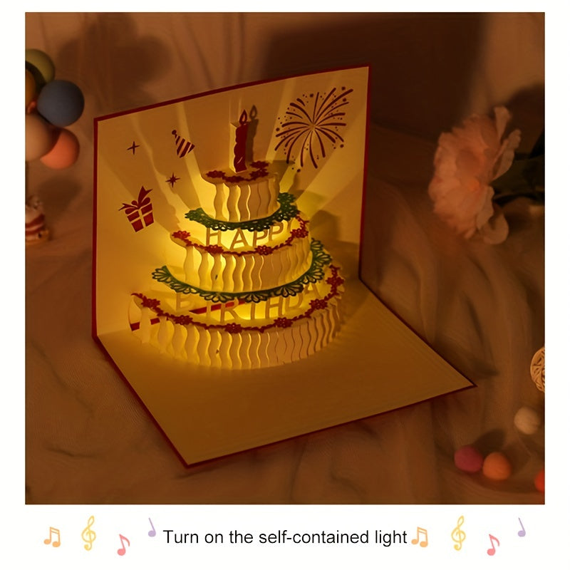 3D Birthday Music Greeting Card Hand Carved Perfect Gift for Holidays
