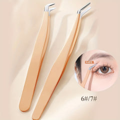 2pcs Eyelash Extension Tweezers Curved Tip Isolation False Lash Tool
